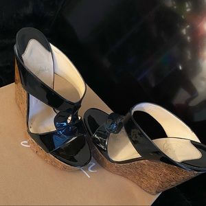 Authentic cork & patent Christian Louboutin Wedges